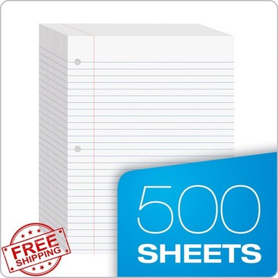Oxford Filler Paper 8x10.5 Wide Ruled 3-Hole Punch 500 Sheets White