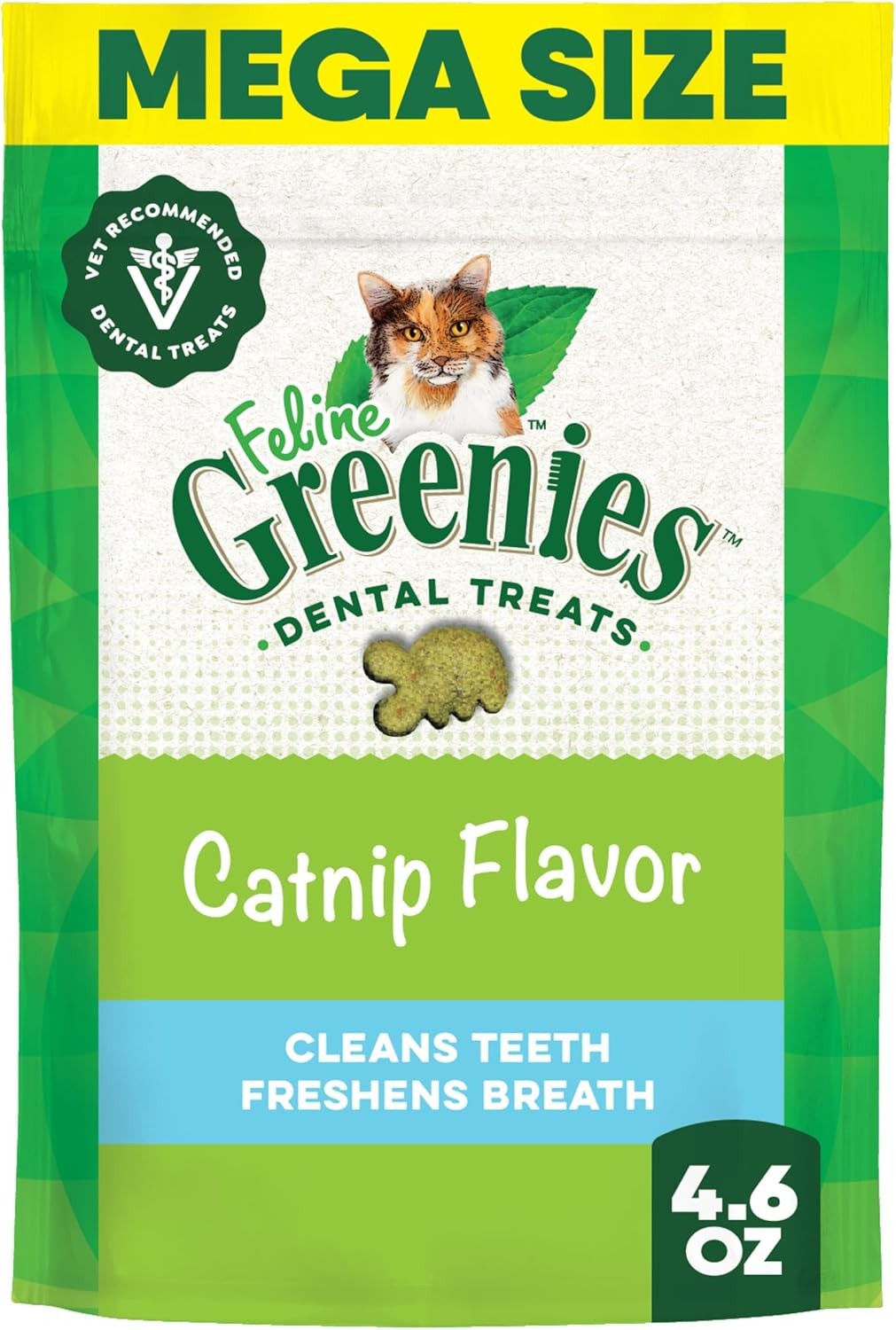 Greenies Adult Cat Dental Chews - Catnip Flavor, Natural Vet-Recommended 4.6 oz