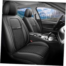 Leather Front Seat Covers, 2-Pack Universal Waterproof FrontPair Black