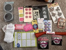 Lot Of Craft Scrapbook Items Headbands Laser Cut Embellishments Stickers Fabric