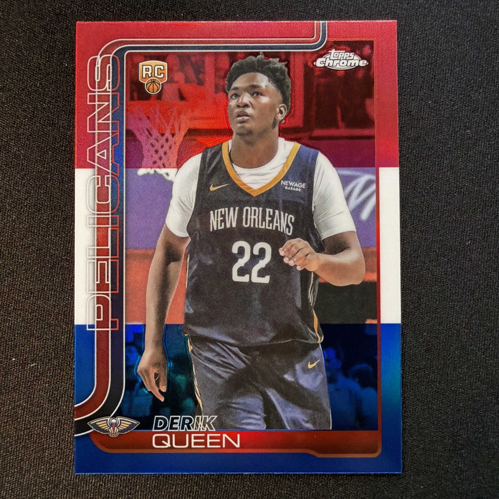 2025-26 Topps Chrome Derik Queen #263 RC Rookie Refractors Red, White, and Blue