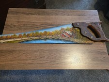 Gorgeous Hand Painted Antique/Vintage Handsaw. Country rustic Barn Farm Scenery