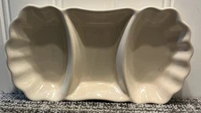 VTG 3 Section Relish Serving Dish Crazed Beige Ivory Fluted Edges 13.25” X 7”
