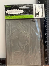 2015 DARICE 1219-425 DEER IN FOREST EMBOSSING ESSENTIALS FOLDER TREES STAG