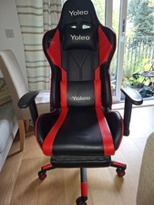 YOLEO Adjustable Gaming Chair (Red and Black Ergonomic Gaming Chair + Footrest)