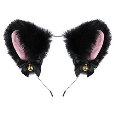 Cat Ears, Faux Furry Headband with Bells, Anime Fox Cat Ears Cosplay Accessor...
