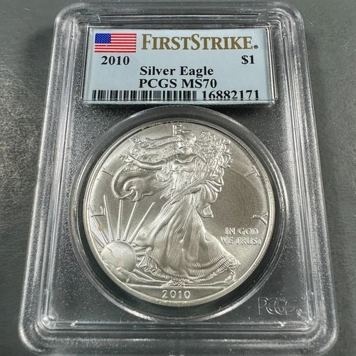 2010 Silver Eagle PCGS MS70, FIRST STRIKE (89281)