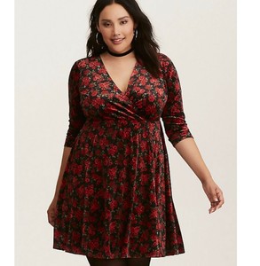 velvet faux wrap dress