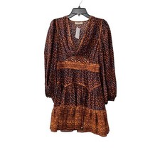 New Ulla Johnson Size 4 V-neck Mini Dress Serpentine *Defect-missing inner slip*