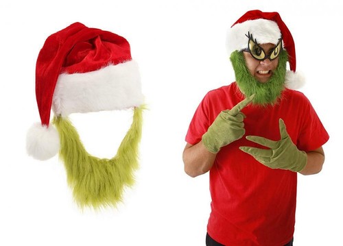 elope Grinch Beard Santa Hat One Size 