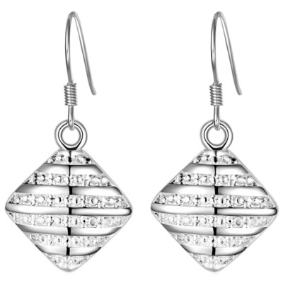 Silber Ohrringe ''Square Checkerboard'' - Sofortiger Versand aus Frankreich