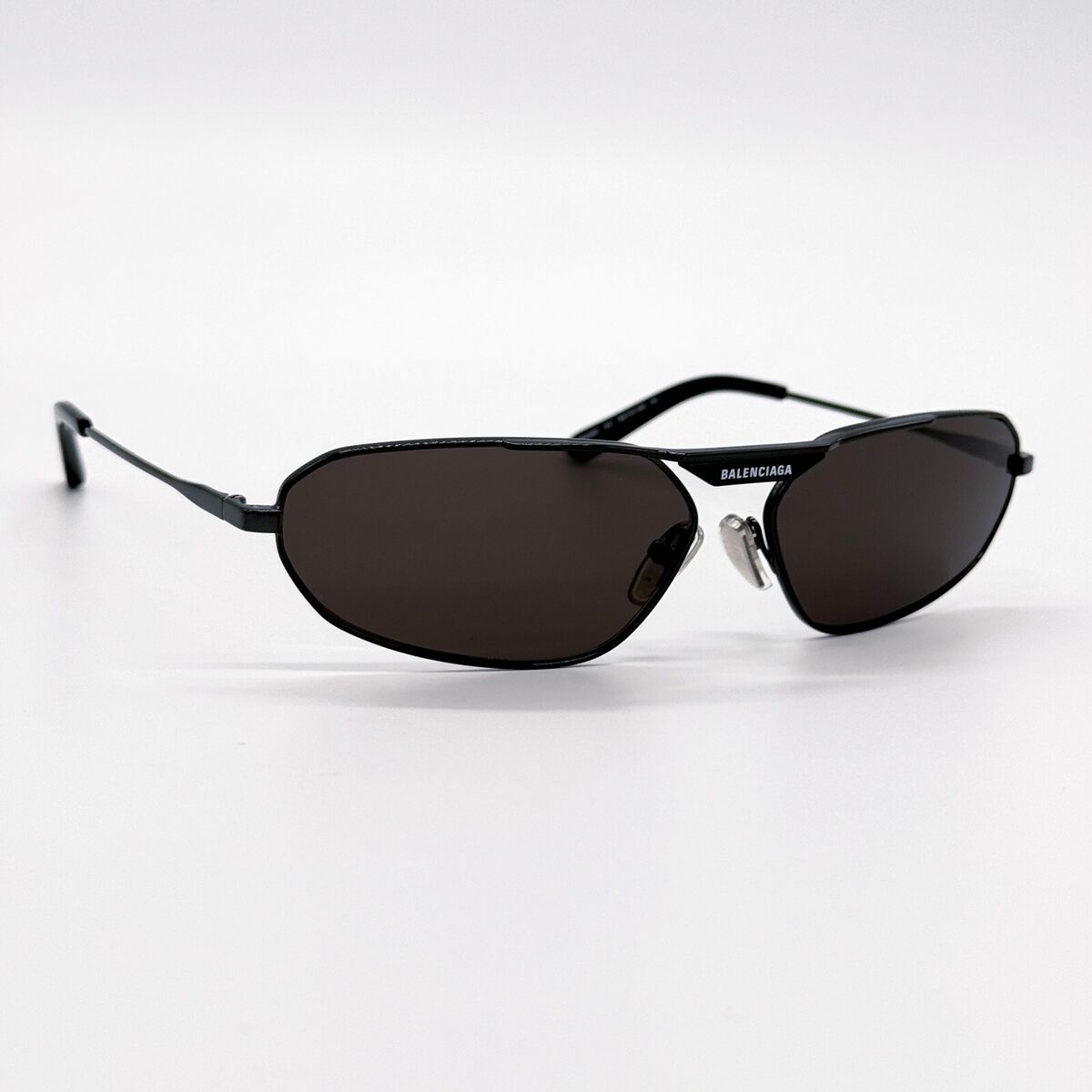 NEW BALENCIAGA BB0245S 001 OVAL BLACK METAL UNISEX NEW BALENCIAGA BB0245S 001 OVAL BLACK METAL UNISEX