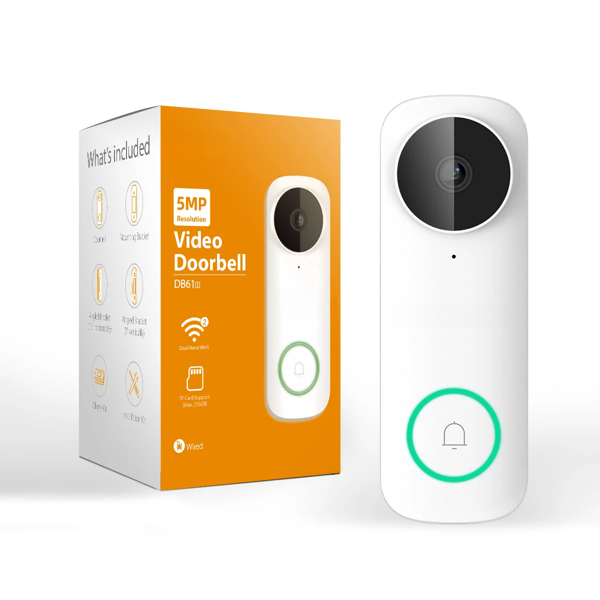 Video Doorbell DB61i 2K 5MP Smart Home Wired Security Protection Night Vision-image