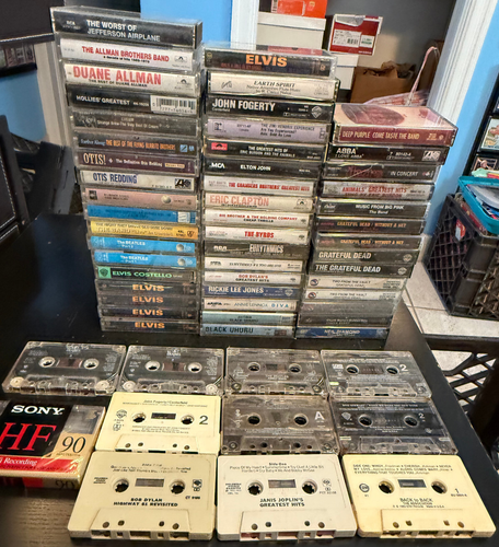 60 Audio Cassettes Lot Grateful Dead Elvis Dylan ABBA Joplin & More - Tested