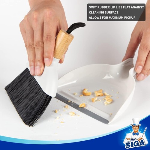 Durable Portable Dustpan and Brush Combo with Bamboo Handle for Easy Cleaning - Picture 5 of 9
