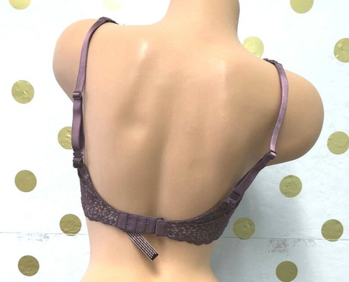 Victoria's Secret Very Sexy Unlined Plunge Bra Floral Studs Mauve Lace 32DDD NWT - Picture 3 of 3