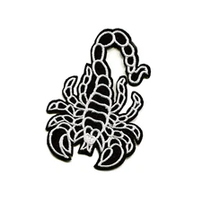 Scorpion Black & White Embroidered Iron On Patch DIY Applique