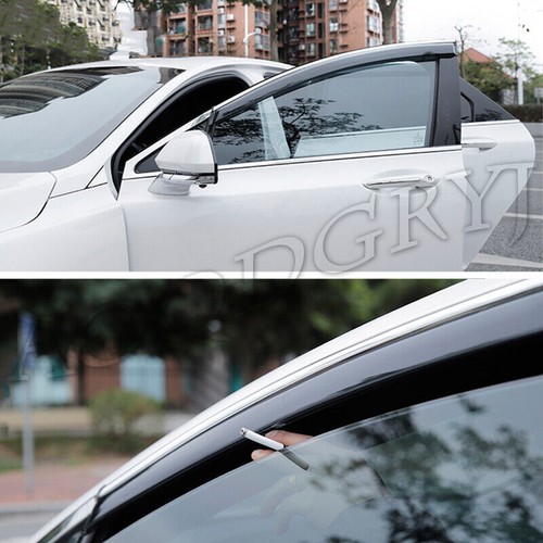 For Lincoln MKZ 2013-2019 car Window Visors Sun Rain Guard Deflectors W/Chrome - Picture 2 of 6