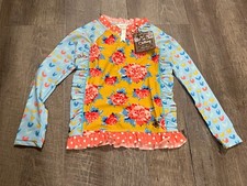 Matilda Jane Girls Swim Rash Guard Wind Surfer Rashguard Sz 4 Floral Ruffle -NEW