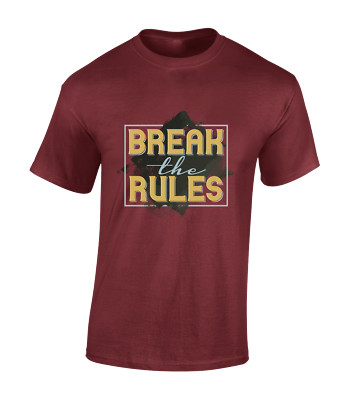 BREAK THE RULES HERREN T-SHIRT COOL BEDRUCKT SPRUCH MODE NEU TOP LUSTIG GESCHENK