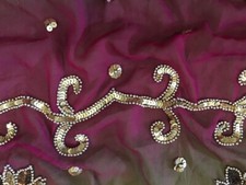 Georgette Dupatta Scarf Vintage Indian Embroidered Long Stole For Woman LD7150