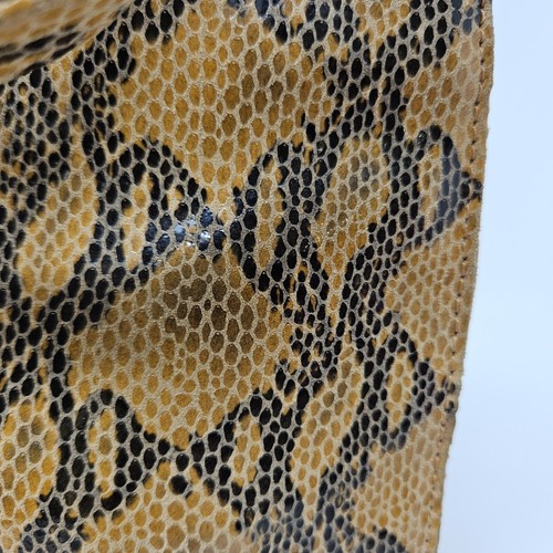 Franchi Bolso de Hombro Cartera Bolso de Mano Cuero Negro/Tostado Piel de Serpiente Estampado Animal Usado en Excelente Condición - Imagen 6 de 15