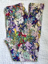 Lularoe Leggings OS Multicolor Pastel Tropical Flowers Hibiscus RETIRED