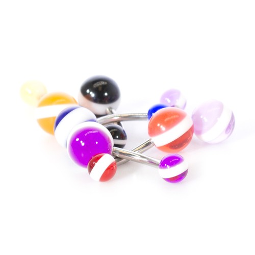 Bauchnabel Bauch Piercing Schmuck 6 Stück verschiedene Farben mit weißen Streifen 14G - Bild 2 von 4