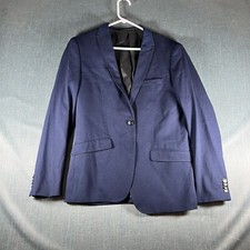 HM Men Blazer Blue Long Sleeve Button Closure Skinny Fit Size 40 Polyester Blend