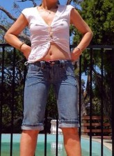 VINTAGE House of Denim Rock Chic Denim Retro Capri-Shorts