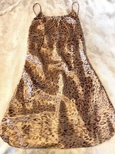 Vtg DELICATES 1402 Pillow Tab Liquid Satin S Animal Print Teddy Nightgown