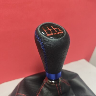 BLAU STICHE LEDER MUGEN 6 SCHALTKNAUF für CIVIC ACCORD CRV INTEGRA S2000 DC5 FN2