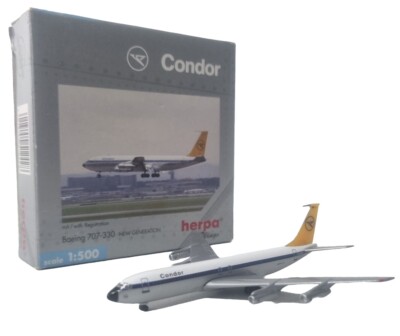Herpa Wings Aircraft Airlines 1:500  Boeing 707 330 Condor New Gen Model Plane