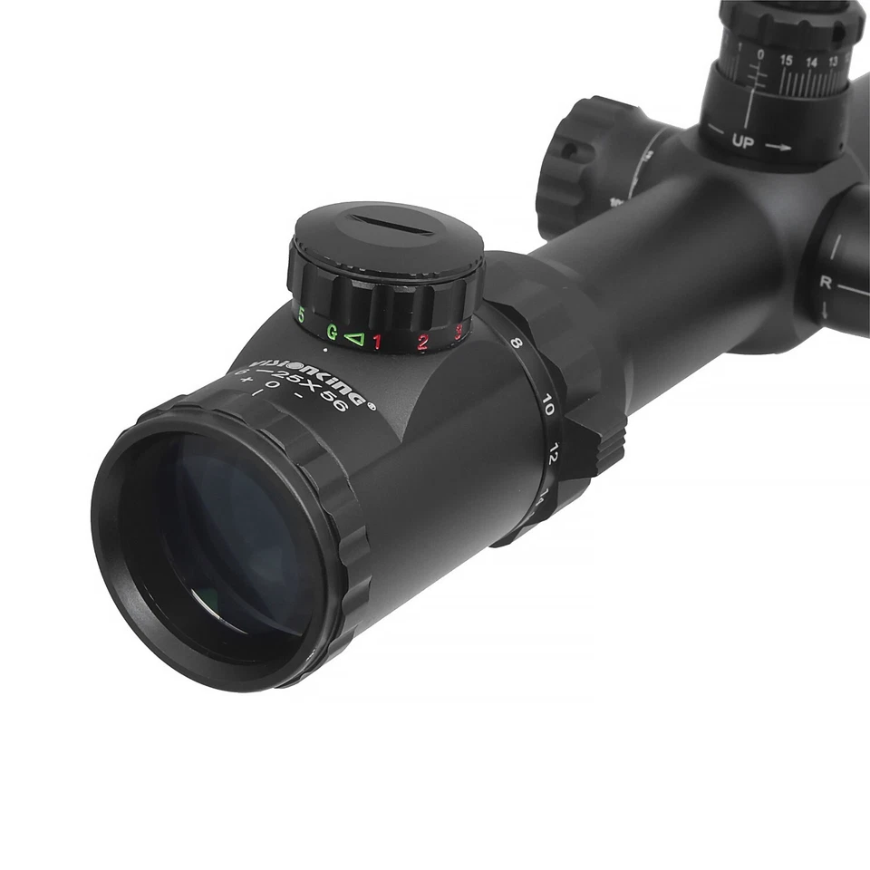 Mira para rifle Visionking 6-25x56 enfoque lateral punto mil 1000 m cal .50 con anillos de montaje Foto 2 de 4
