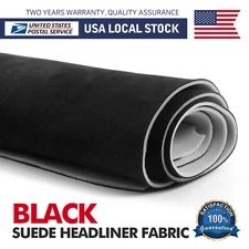 80"x 60" Black New Foam Backed Headliner Fabric for Car Roof Panel Lining 3mm