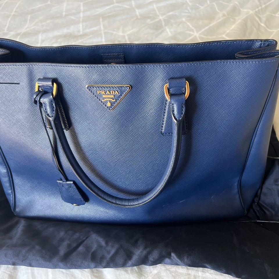 Prada Saffiano Leather Galleria Lux Tote, Blue, Authentic - Image 2 of 4