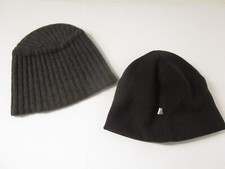 2 Pair Winter Hats Caps SCREAMER Fleece black and grey knit