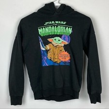 H M Star Wars Mandalorian Sweater Kids Size 8/10 Black Pullover Unisex Hoodie
