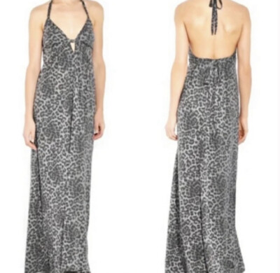 Rebecca Taylor Snow Leopard Gray Semi-Sheer Knit Maxi Dress Womens Sz XS |  eBay