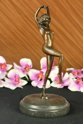 Vintage Nackter Erotik Tänzer Bronze Statue Figur Yoga Pose Skulptur Marmor Deko