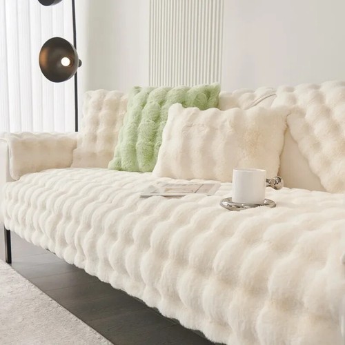 Thickened Rabbit Plush Sofa Cushion Mat Warm Non-slip Imitation Fur Sofa Cushion - Picture 6 of 34