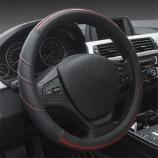 38cm Universal Leather Car Steering Wheel Cover Black with Red Color -1pc