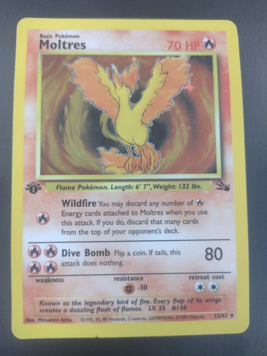 ポケモン - Moltres ファイアー 1ED 1st Edition 12/62 英語版 Moltres 1st Edition 12/62 Fossil Set Rare Holo Pokémon Card Great