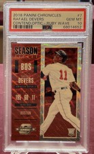 2018 Chronicles #7 Rafael Devers Contenders Optic Red Wave RC /199 PSA 10