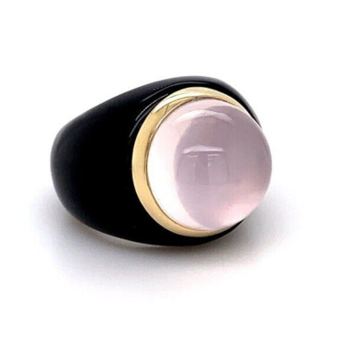 Designer Achat-Ring Rosenquarz 17 mm 585er Gelbgold Wert 1.600 Euro Neu