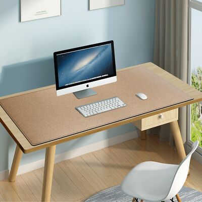 Crenovo Non-Slip Desk Mat - 47.2x18.9 Inch PU Leather Desk Pad, Waterproof (Dark Green & Blue) - View #7