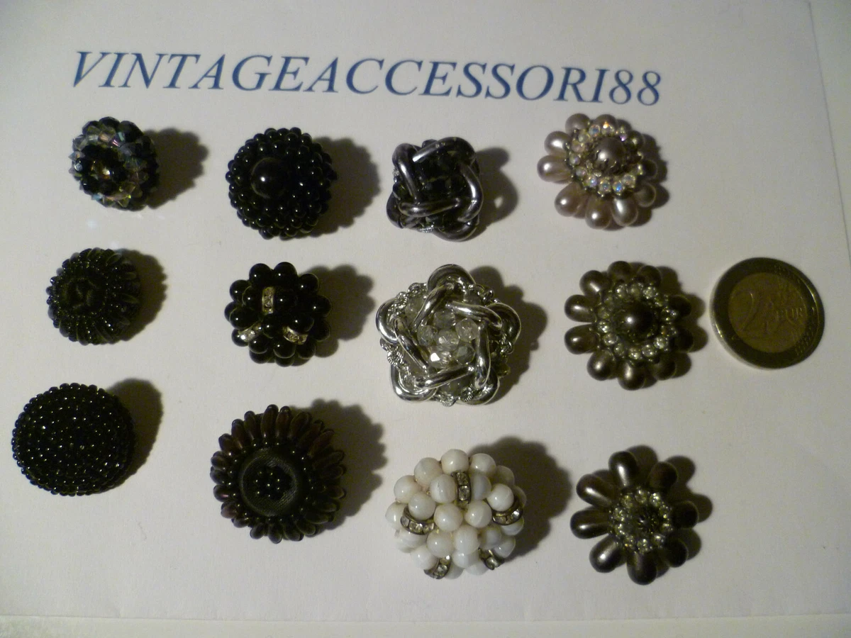 LOTTO DI 10 BOTTONI FANTASIA STRASS MULTICOLORI 12 Mm