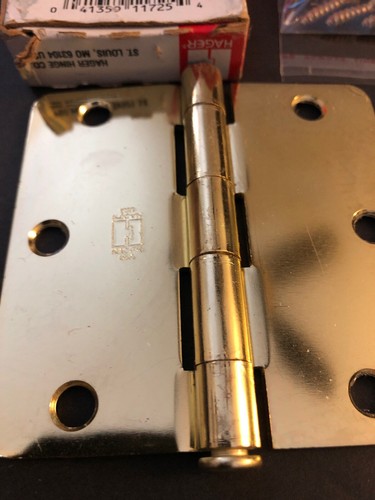 Hager 4 X 4 Door Hinges Square Corners#11725 Satin Brass - Picture 3 of 4