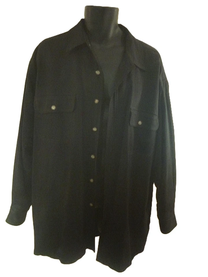 Tommy Bahama Hombres Camisa de Seda Chaqueta Chamarra L XL Negro Forro Edredón Suave Años 90 Foto 3 de 4
