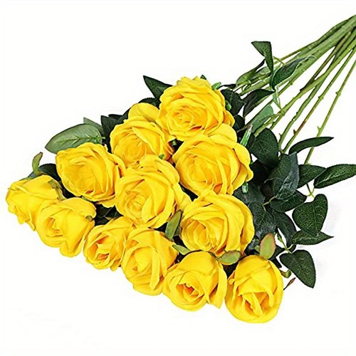 Mazzo di rose artificiali realistiche 12 pezzi per matrimoni, compleanni, decorazioni e altro - Foto 29 di 29